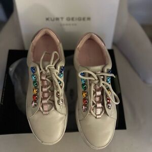 Kurt Geiger Cream Sneakers with Multicolor Accents